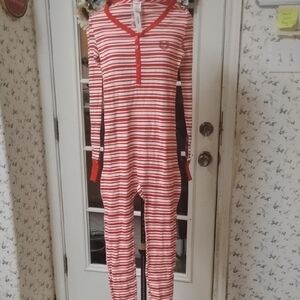 PINK Victoria's Secret Red and White Striped Onesie